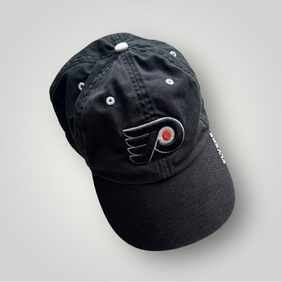 Vintage Y2K Black Distressed Philadelphia Flyers NHL Hockey Cap Embroidered Logo - Picture 2 of 6